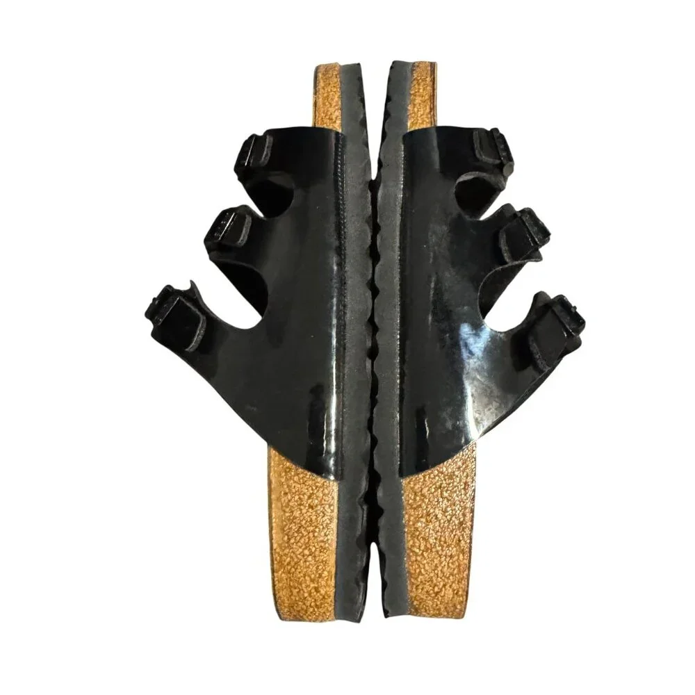 Birkenstock Florida Black Patent Womens Sandal Birko-Flor Narrow, Size 37 NWB - Picture 7 of 10